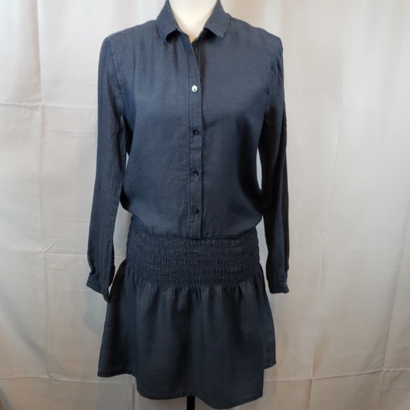 Madewell drooped waist chambray print dress S